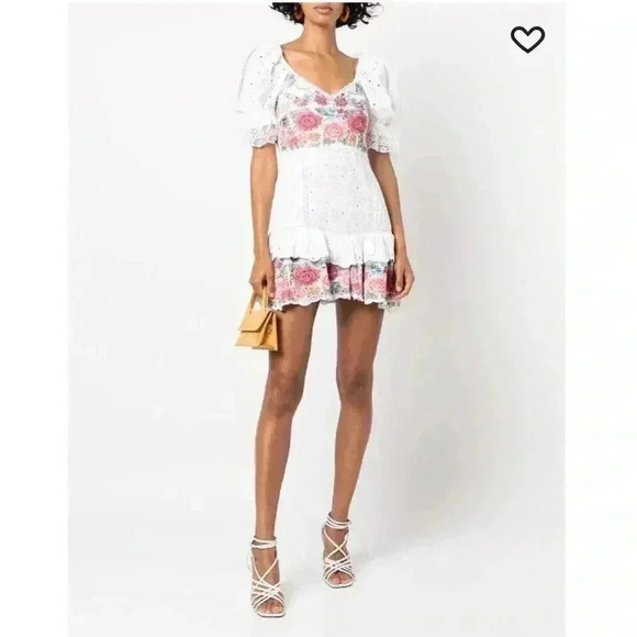 NWT LoveShackFancy Thressey Floral Embroidered Eyelet Cotton Mini Dress White 4 - Picture 2 of 10